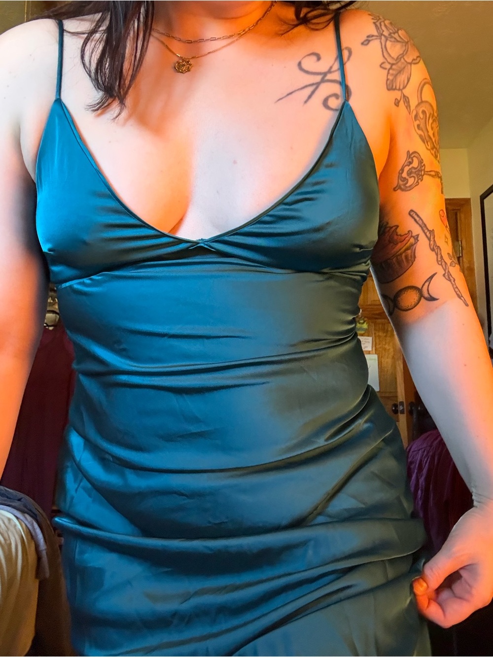 Silky Teal Slip Dress - Women's Intimates